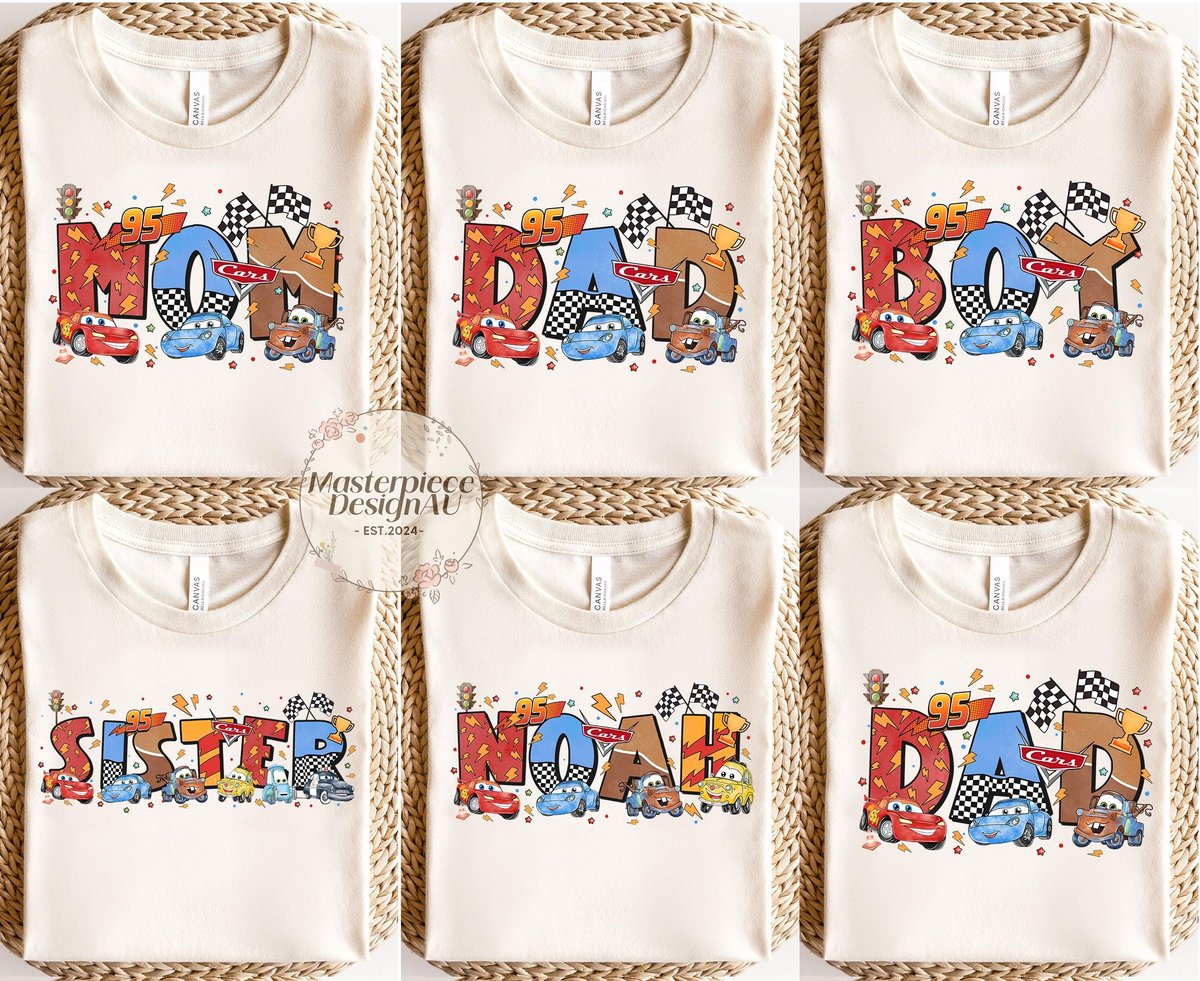 Disney Cars Family Shirt McQueen Custom Name Pixar Lightning Tee