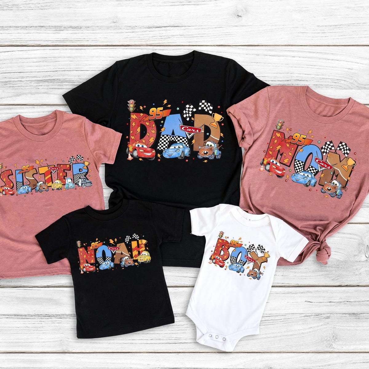Disney Cars Family Shirt McQueen Custom Name Pixar Lightning Tee