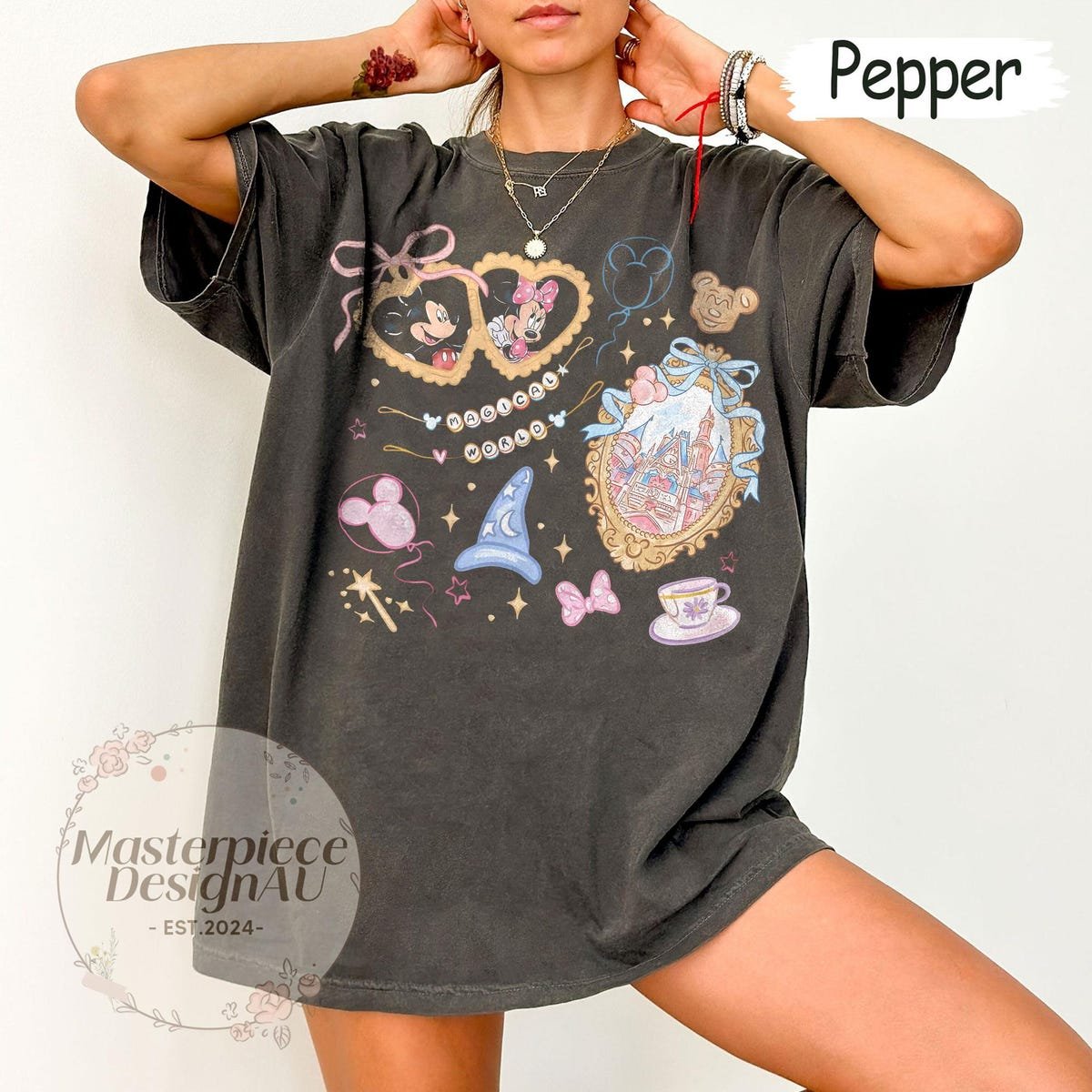Disney Castle Bow Shirt Retro Coquette Style Magic Kingdom Tee