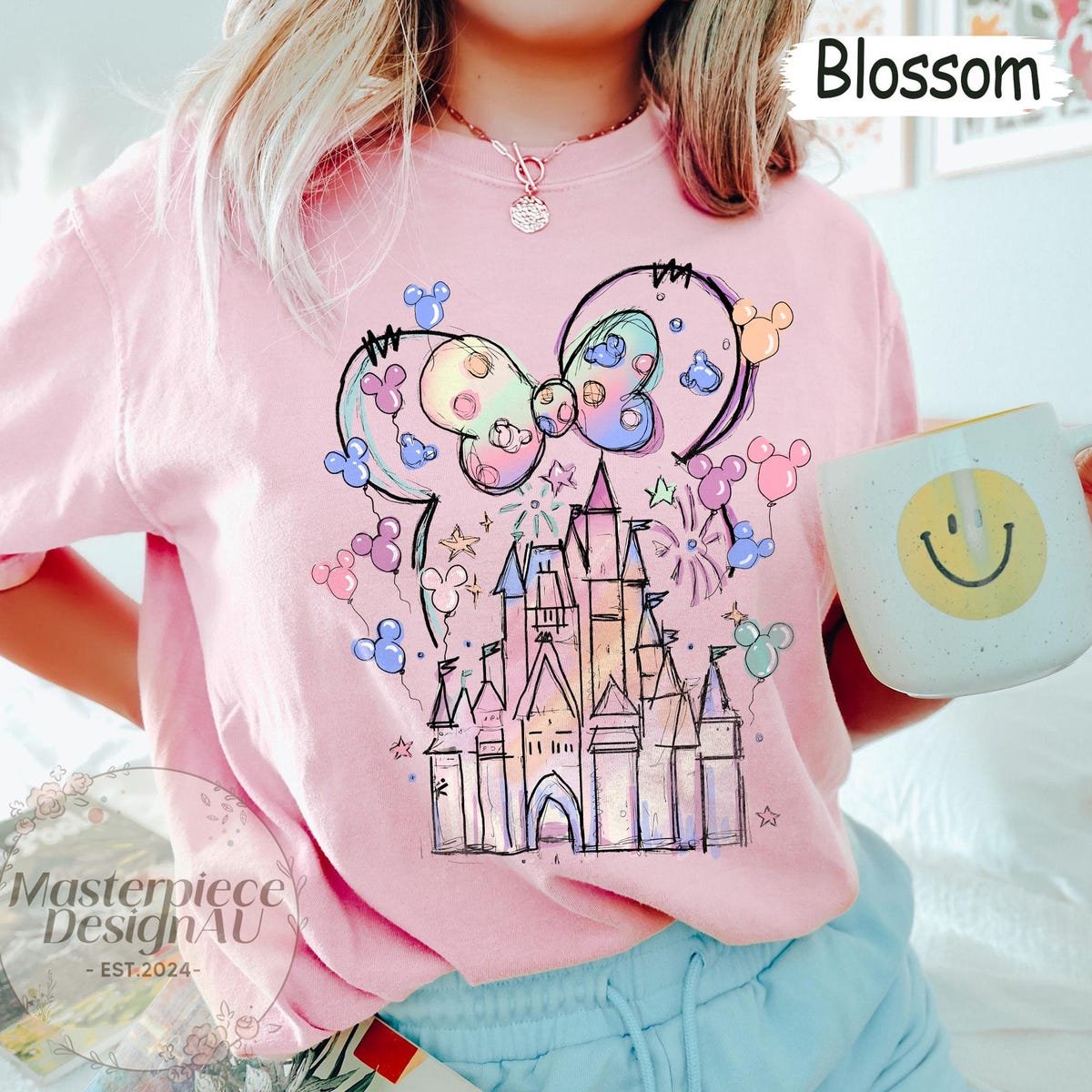 Disney Castle Watercolor Shirt Minnie Ears Family Trip Tee