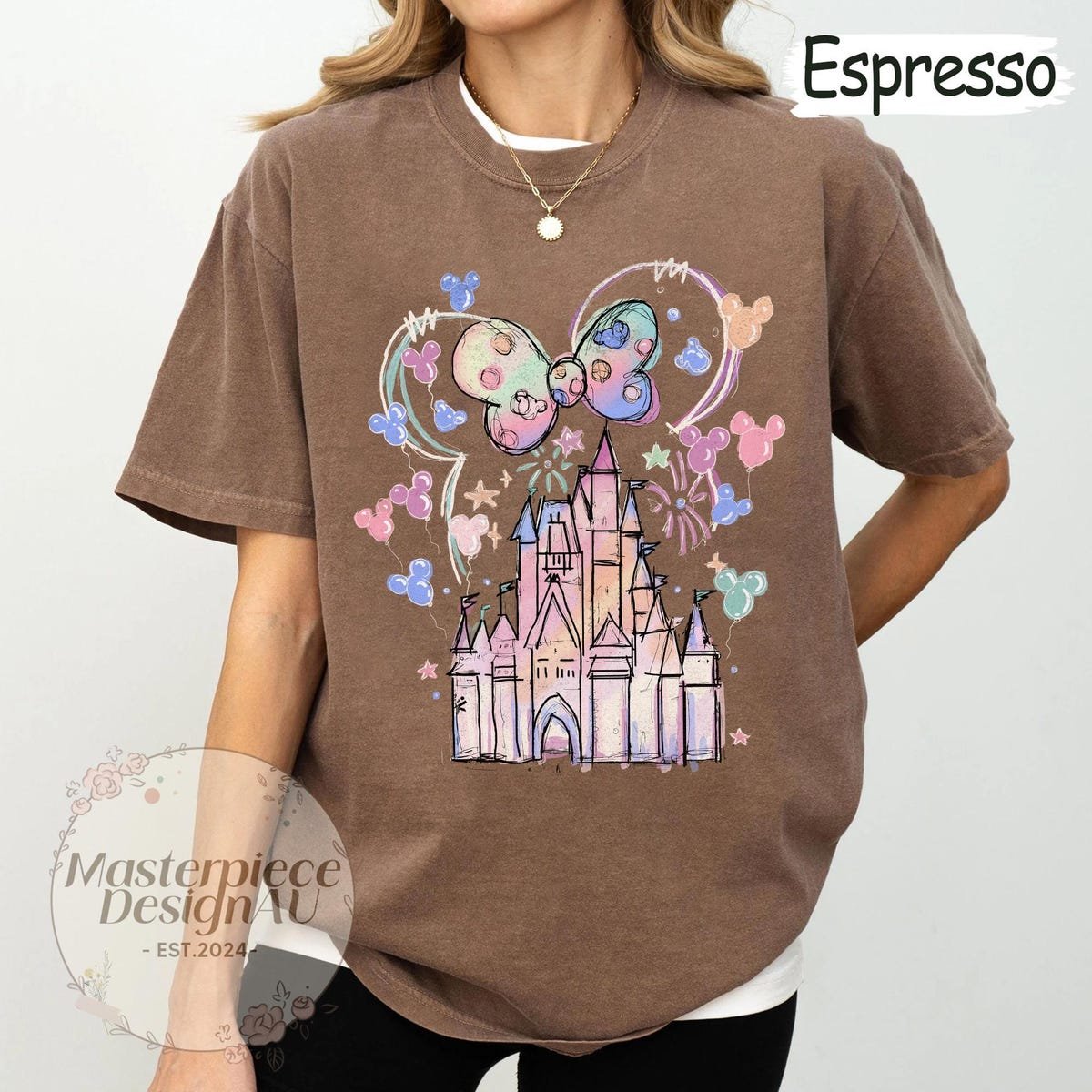 Disney Castle Watercolor Shirt Minnie Ears Family Trip Tee