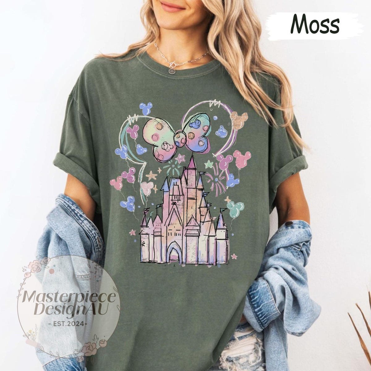 Disney Castle Watercolor Shirt Minnie Ears Family Trip Tee