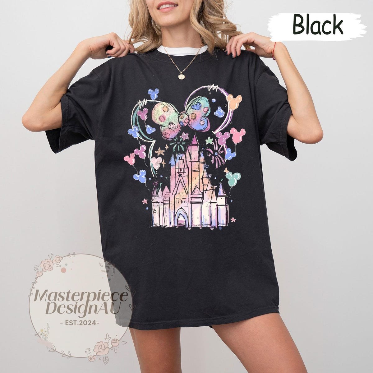 Disney Castle Watercolor Shirt Minnie Ears Family Trip Tee