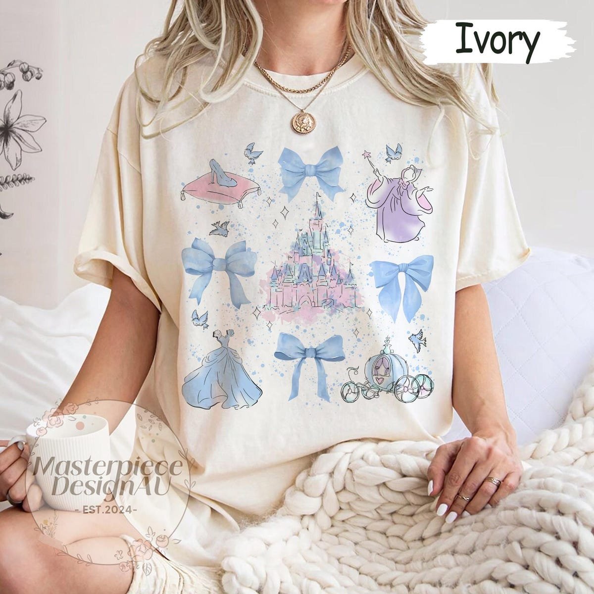 Disney Cinderella Bow Shirt Princess Castle Comfort Tee