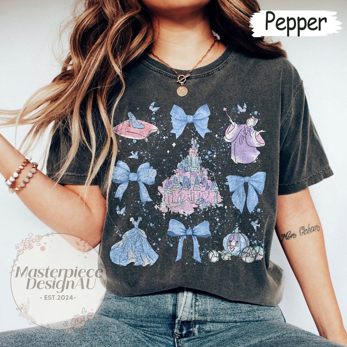 Disney Cinderella Bow Shirt Princess Castle Comfort Tee