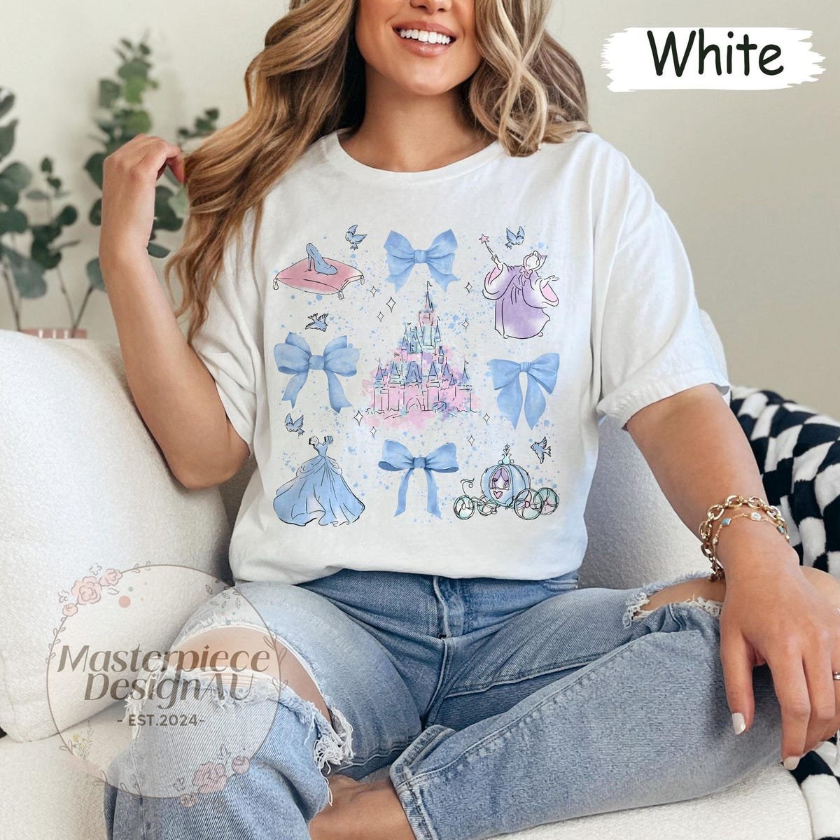 Disney Cinderella Bow Shirt Princess Castle Comfort Tee