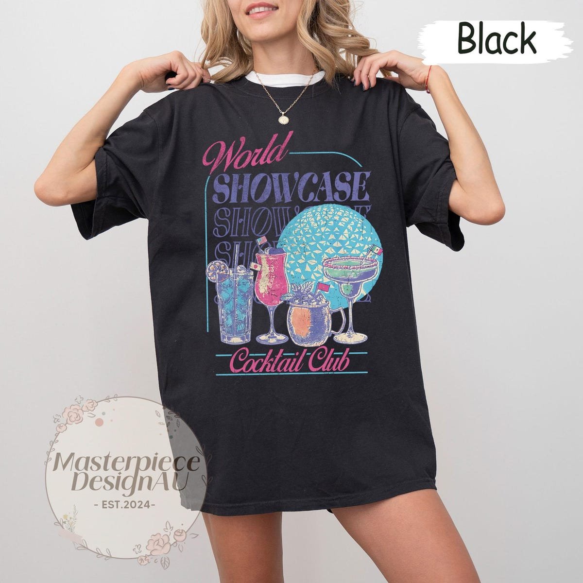 Disney Epcot World Showcase Cocktail Club Shirt Drinking Around The World