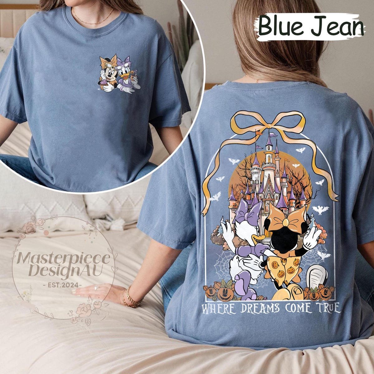 Disney Halloween Shirt Women Minnie Daisy Besties Spooky Season Tee