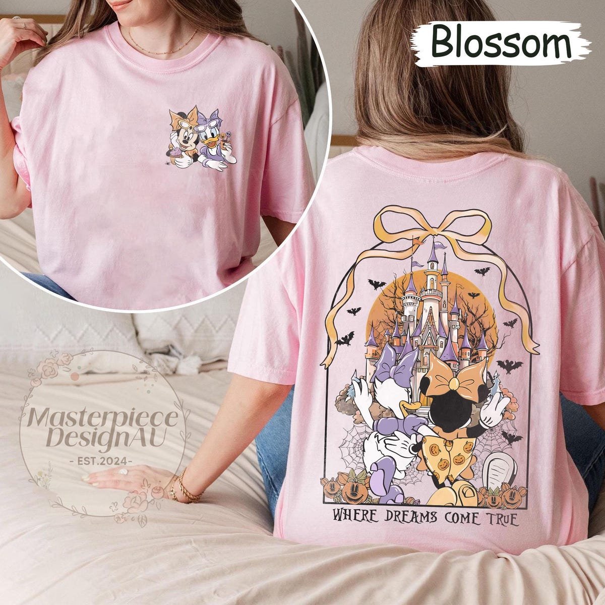Disney Halloween Shirt Women Minnie Daisy Besties Spooky Season Tee