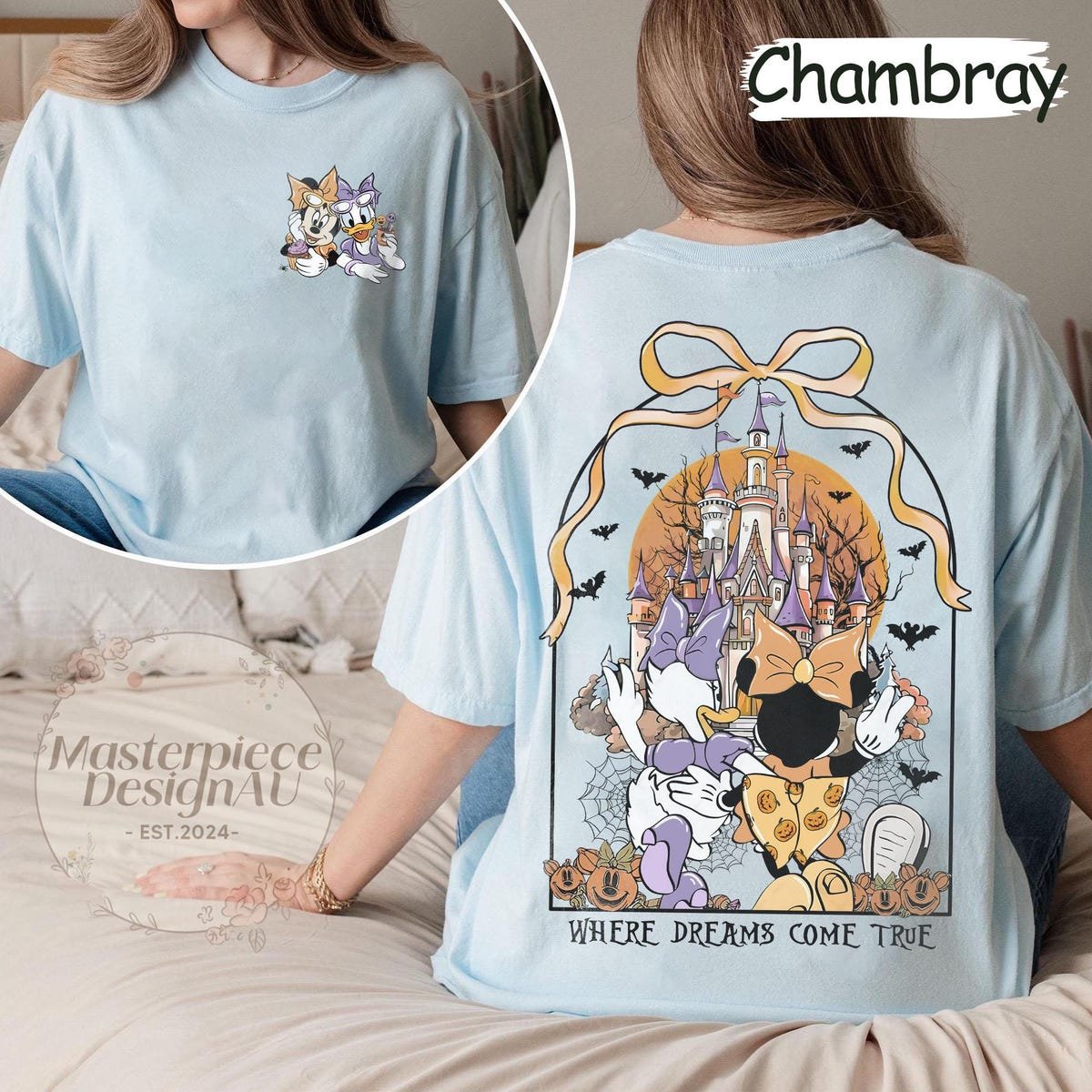 Disney Halloween Shirt Women Minnie Daisy Besties Spooky Season Tee