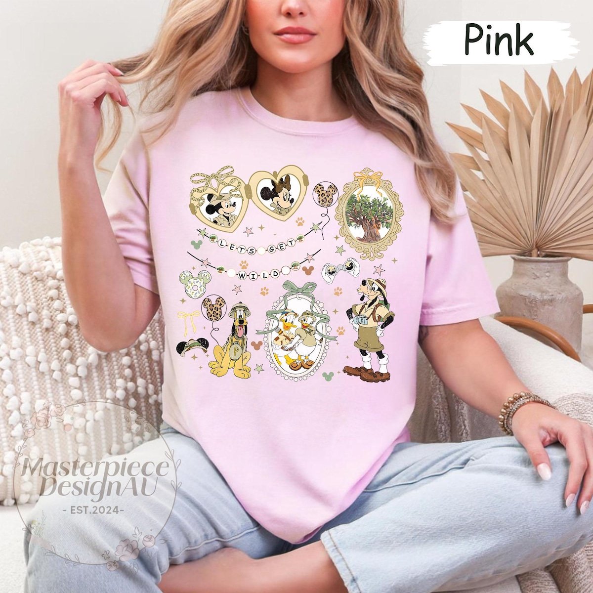 Disney Let's Get Wild Shirt Disney Animal Kingdom Mickey Friends Safari Leopard Design