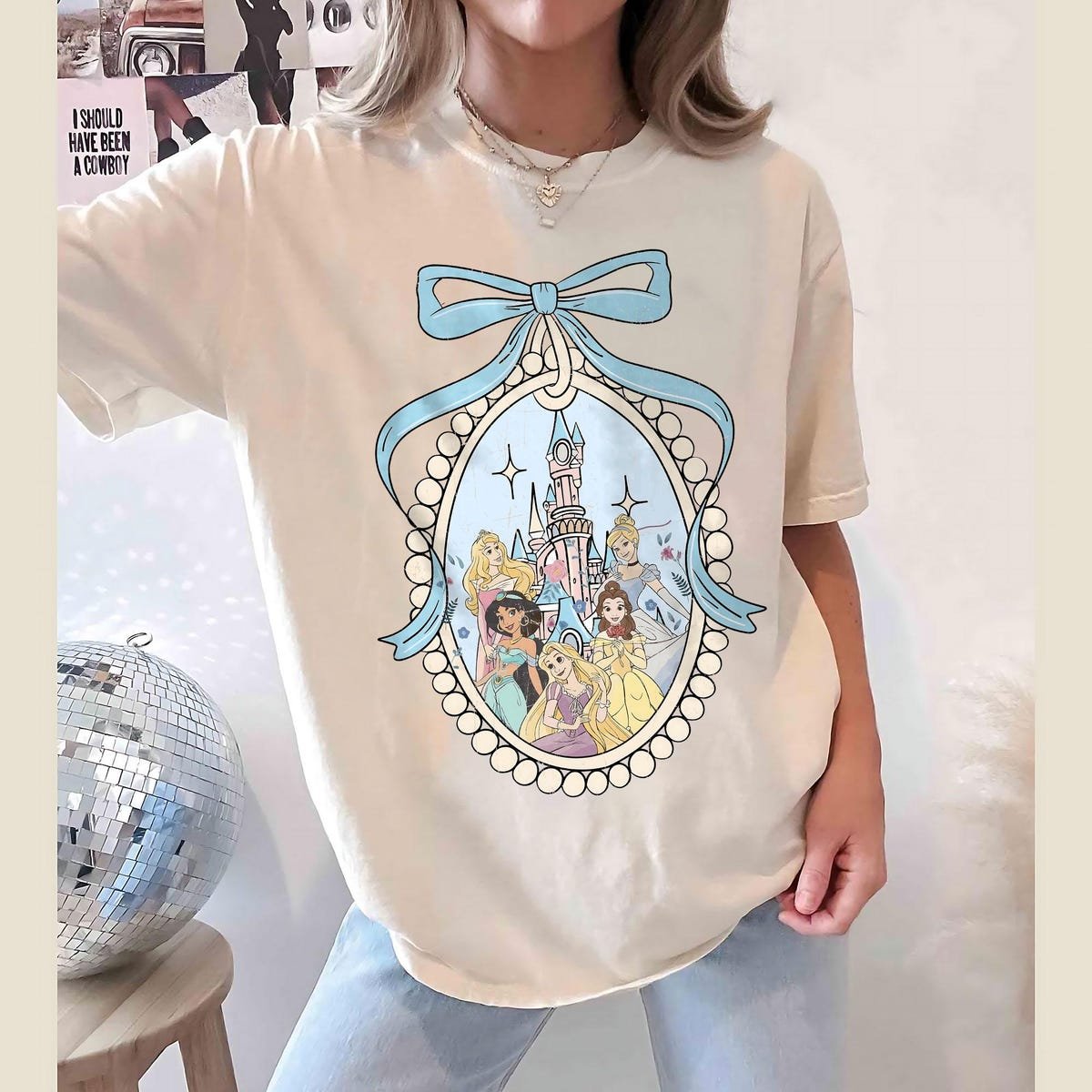 Disney Princess Castle Shirt Coquette Bow Style Tee