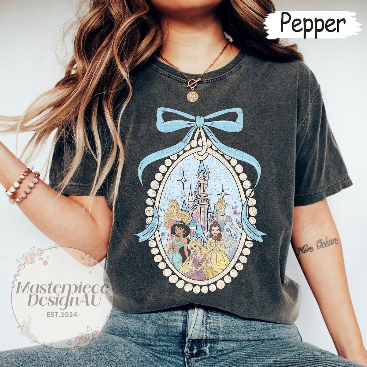 Disney Princess Castle Shirt Coquette Bow Style Tee
