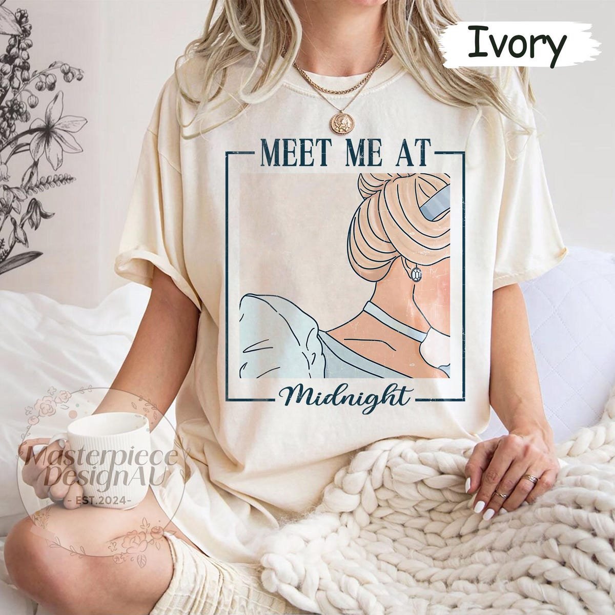 Disney Princess Meet me at Midnight Comfort Colors Shirt Cinderella Inspired for Girls Trip and Birthday