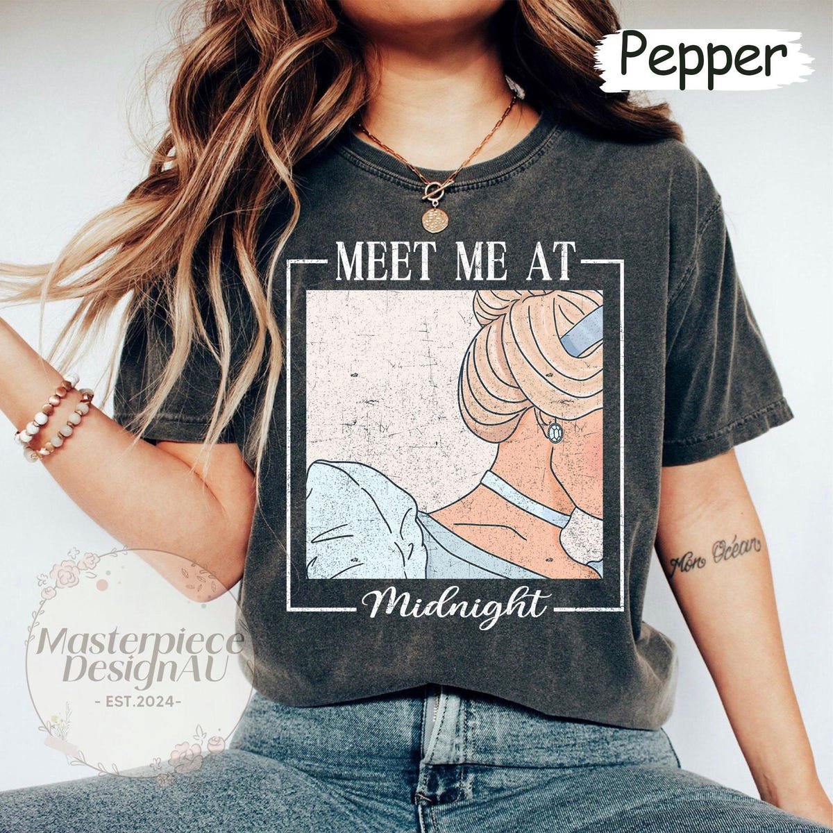 Disney Princess Meet me at Midnight Comfort Colors Shirt Cinderella Inspired for Girls Trip and Birthday