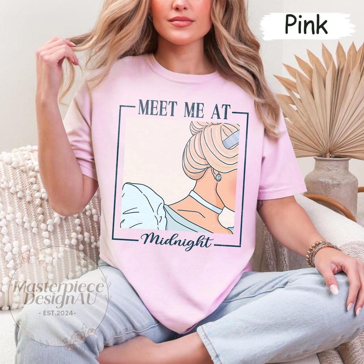 Disney Princess Meet me at Midnight Comfort Colors Shirt Cinderella Inspired for Girls Trip and Birthday