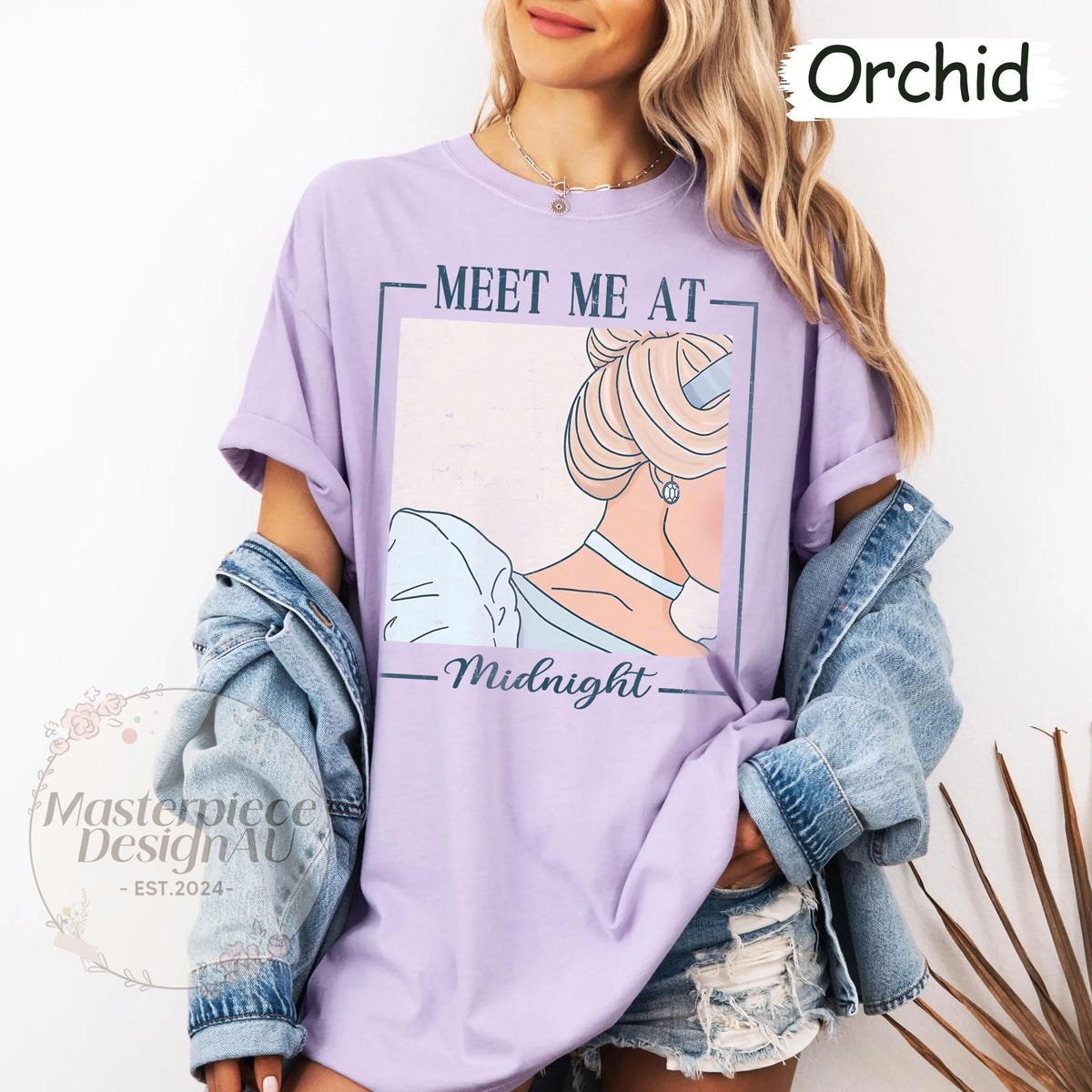 Disney Princess Meet me at Midnight Comfort Colors Shirt Cinderella Inspired for Girls Trip and Birthday