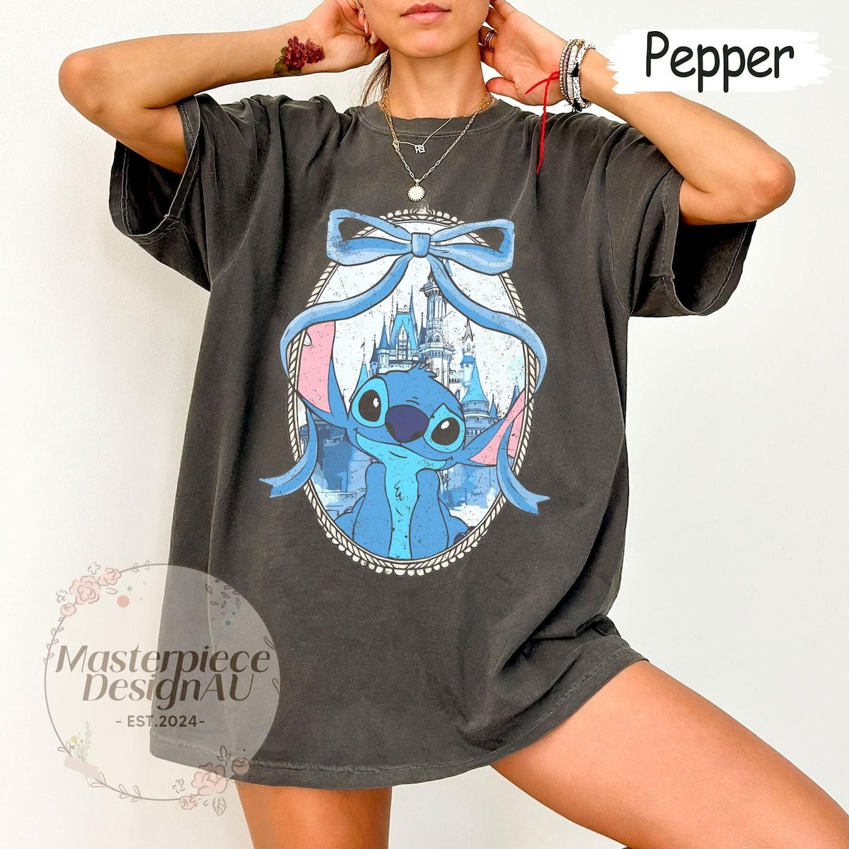 Disney Stitch Bows Shirt Disneyland Comfort Colors Vacation Tee