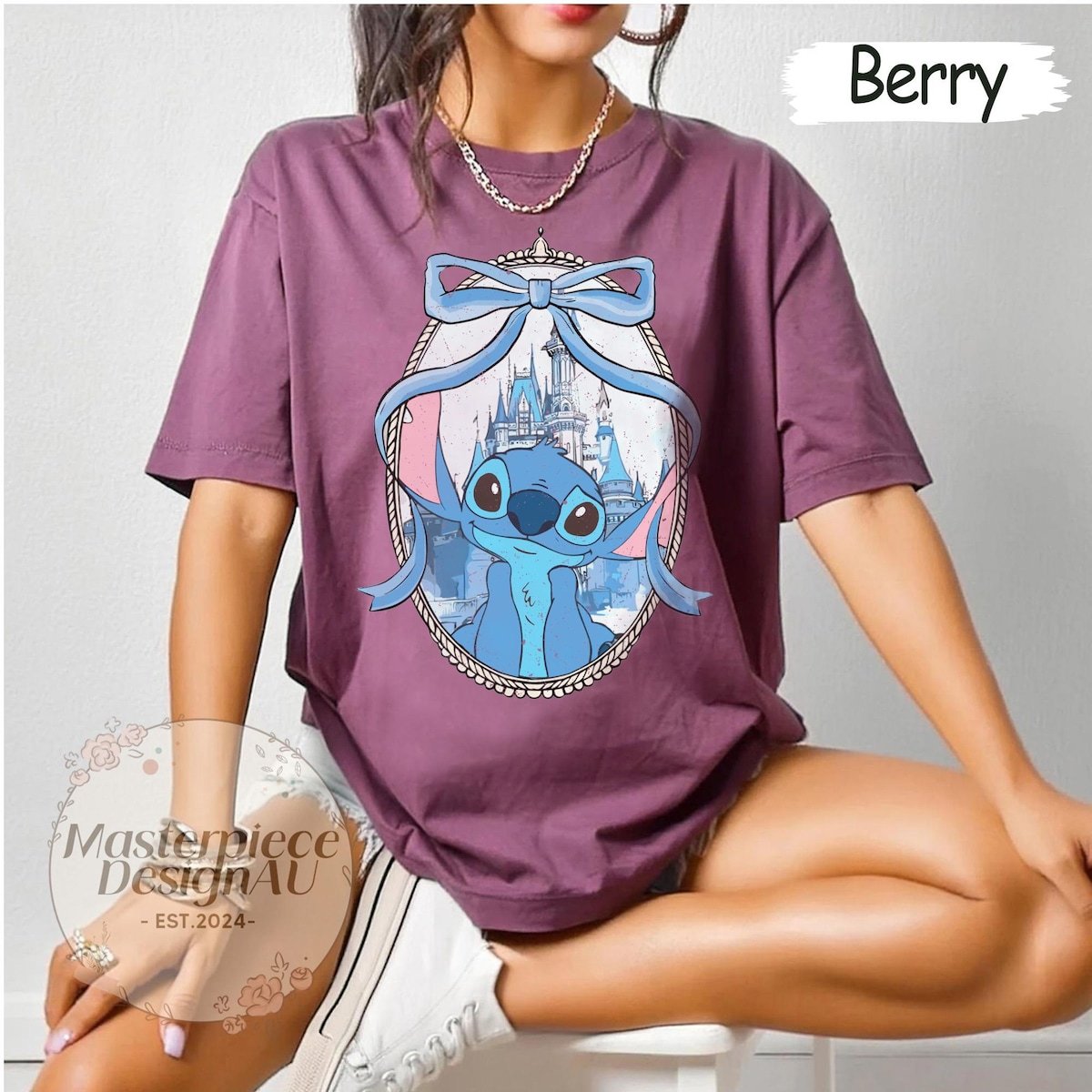 Disney Stitch Bows Shirt Disneyland Comfort Colors Vacation Tee