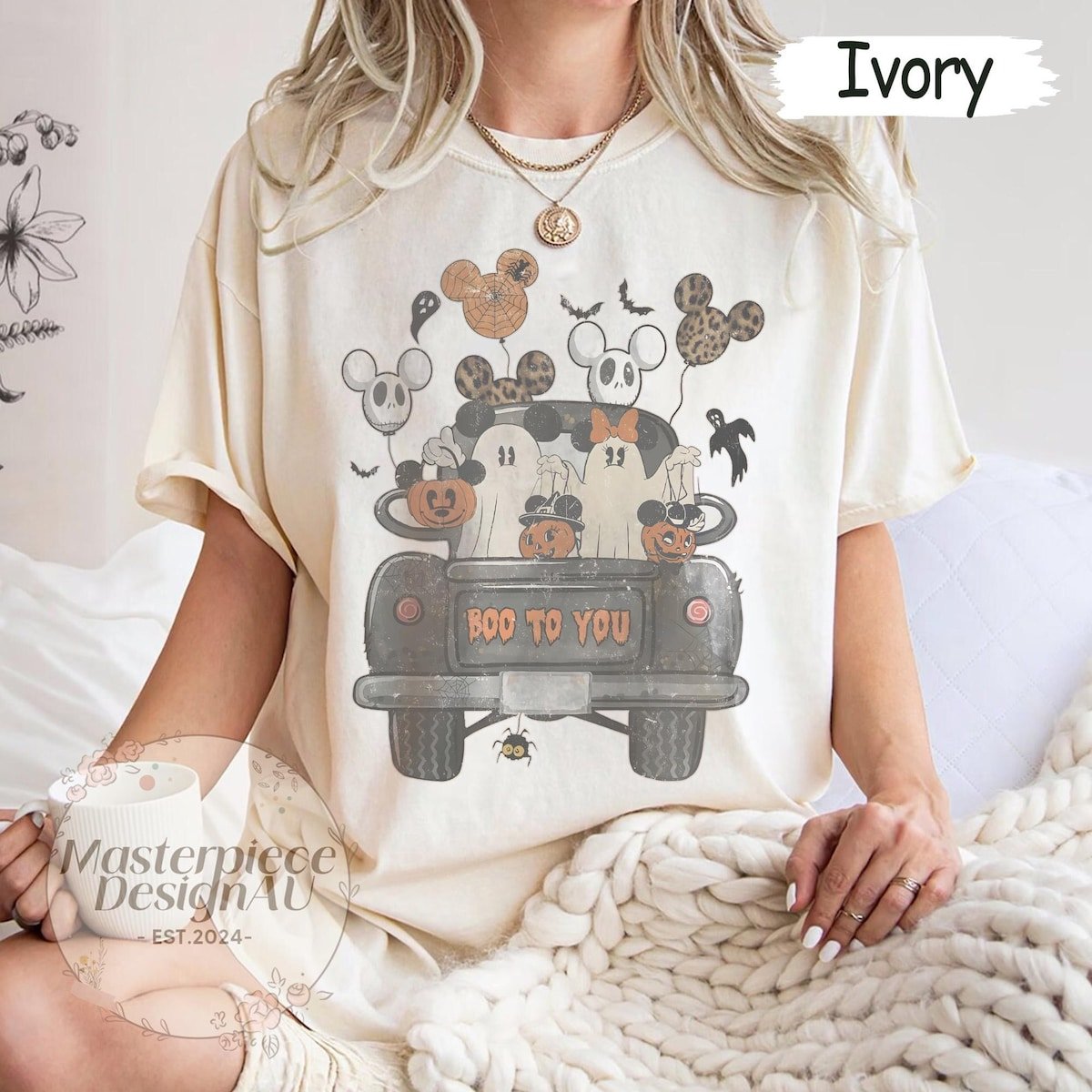 Halloween Mickey Ghost Shirt Disney Family Cute Fall Pumpkin Tee