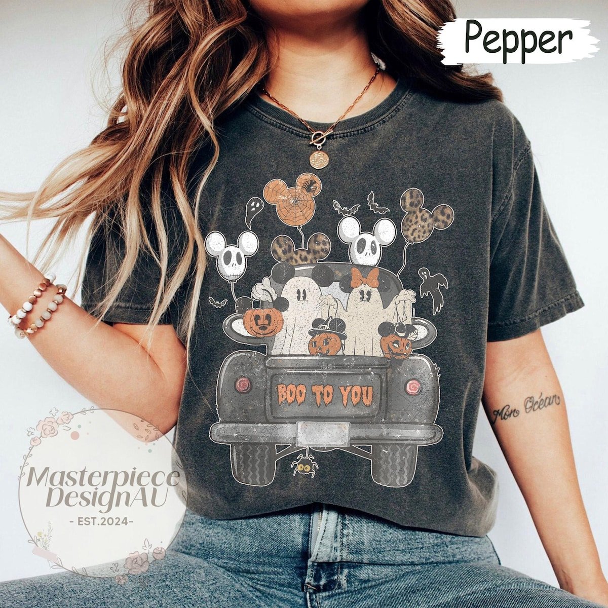 Halloween Mickey Ghost Shirt Disney Family Cute Fall Pumpkin Tee