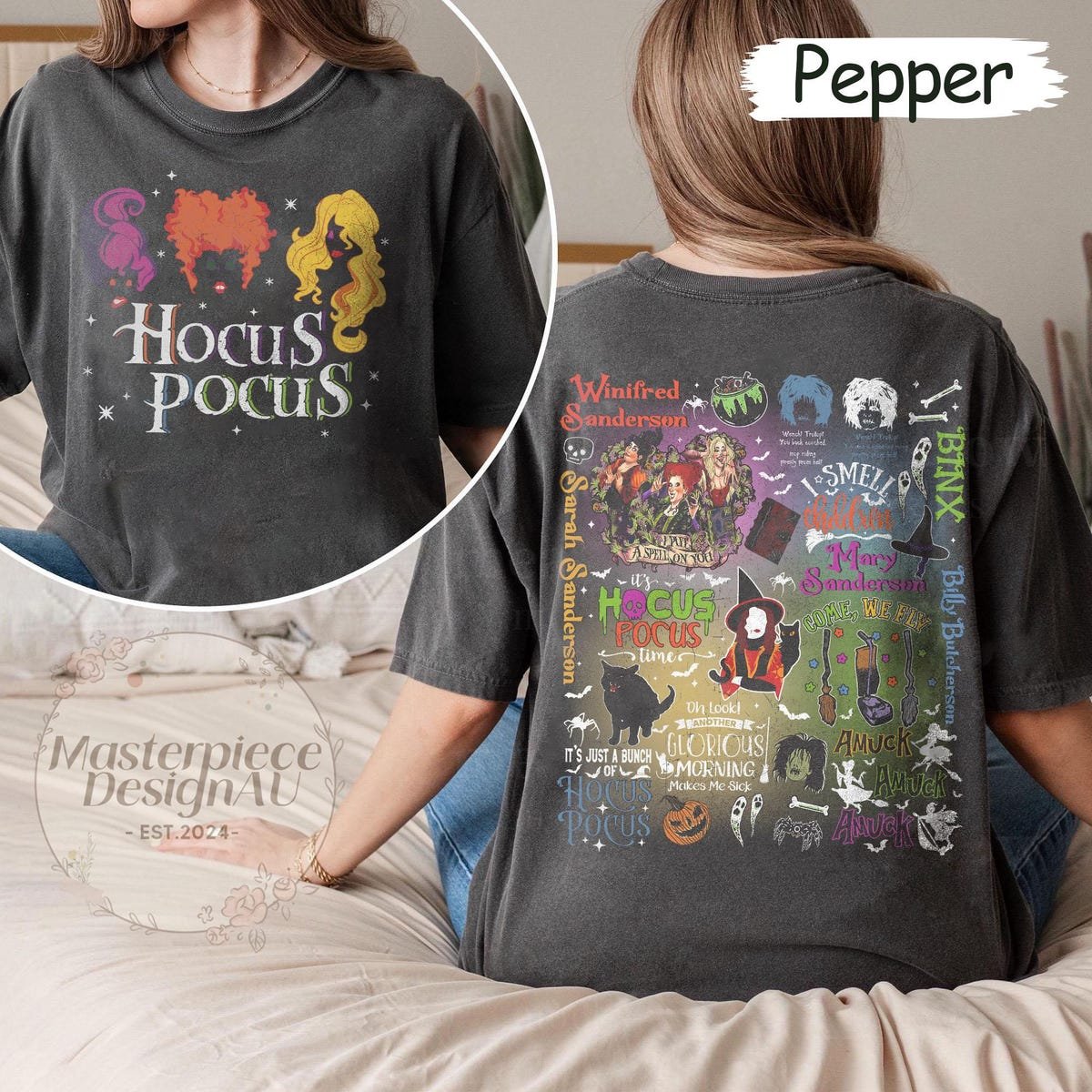 It's Just A Bunch Of Hocus Pocus Comfort Colors Shirt Sanderson Sisters Halloween
