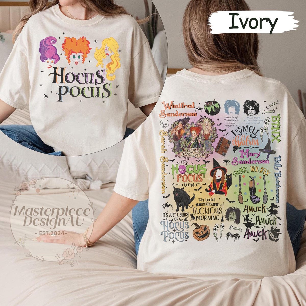 It's Just A Bunch Of Hocus Pocus Comfort Colors Shirt Sanderson Sisters Halloween