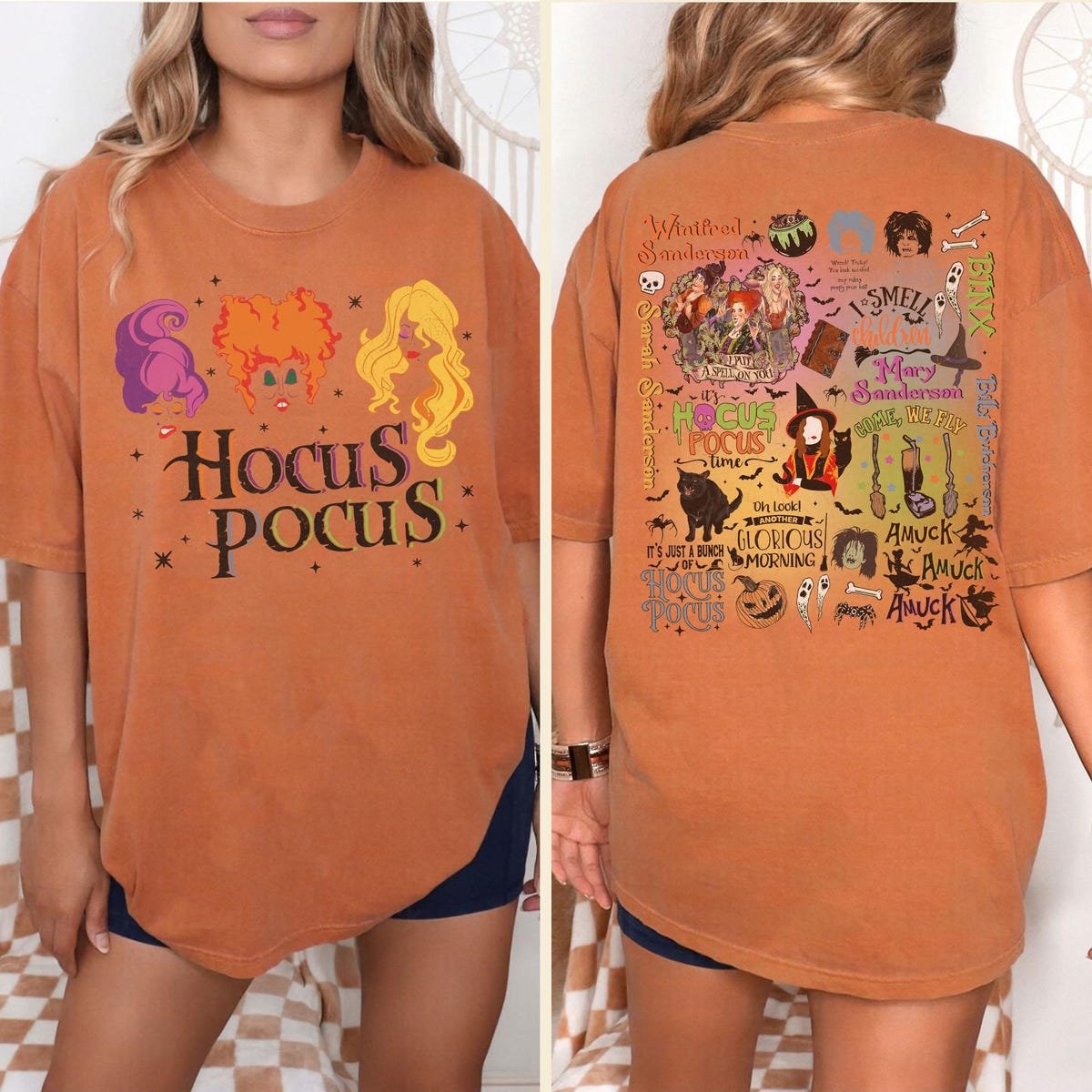 It's Just A Bunch Of Hocus Pocus Comfort Colors Shirt Sanderson Sisters Halloween