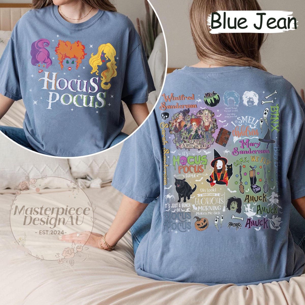 It's Just A Bunch Of Hocus Pocus Comfort Colors Shirt Sanderson Sisters Halloween