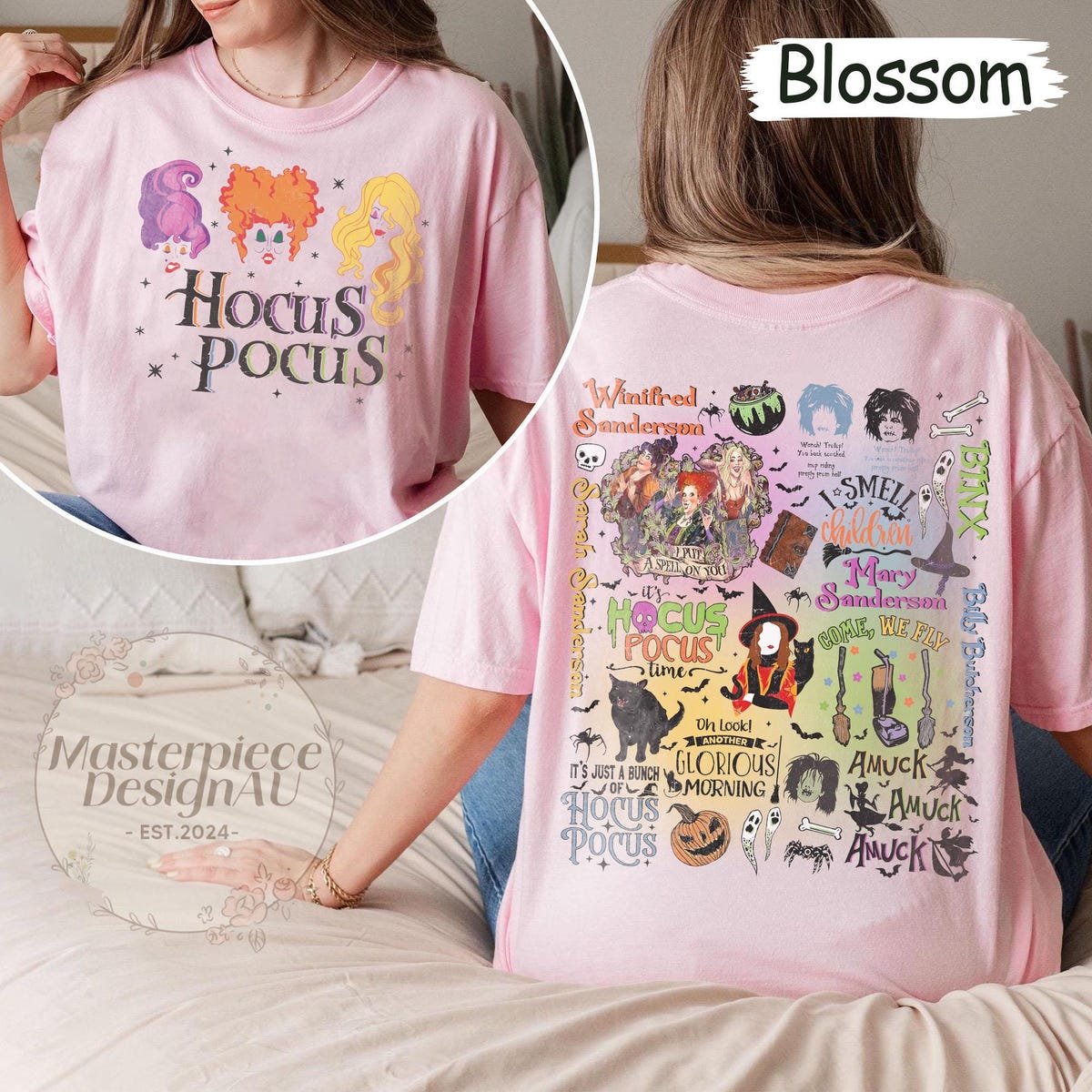 It's Just A Bunch Of Hocus Pocus Comfort Colors Shirt Sanderson Sisters Halloween
