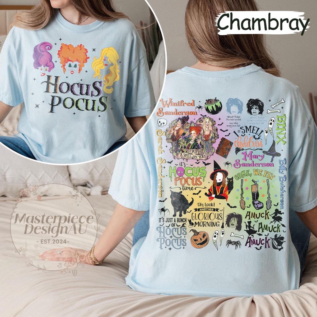 It's Just A Bunch Of Hocus Pocus Comfort Colors Shirt Sanderson Sisters Halloween
