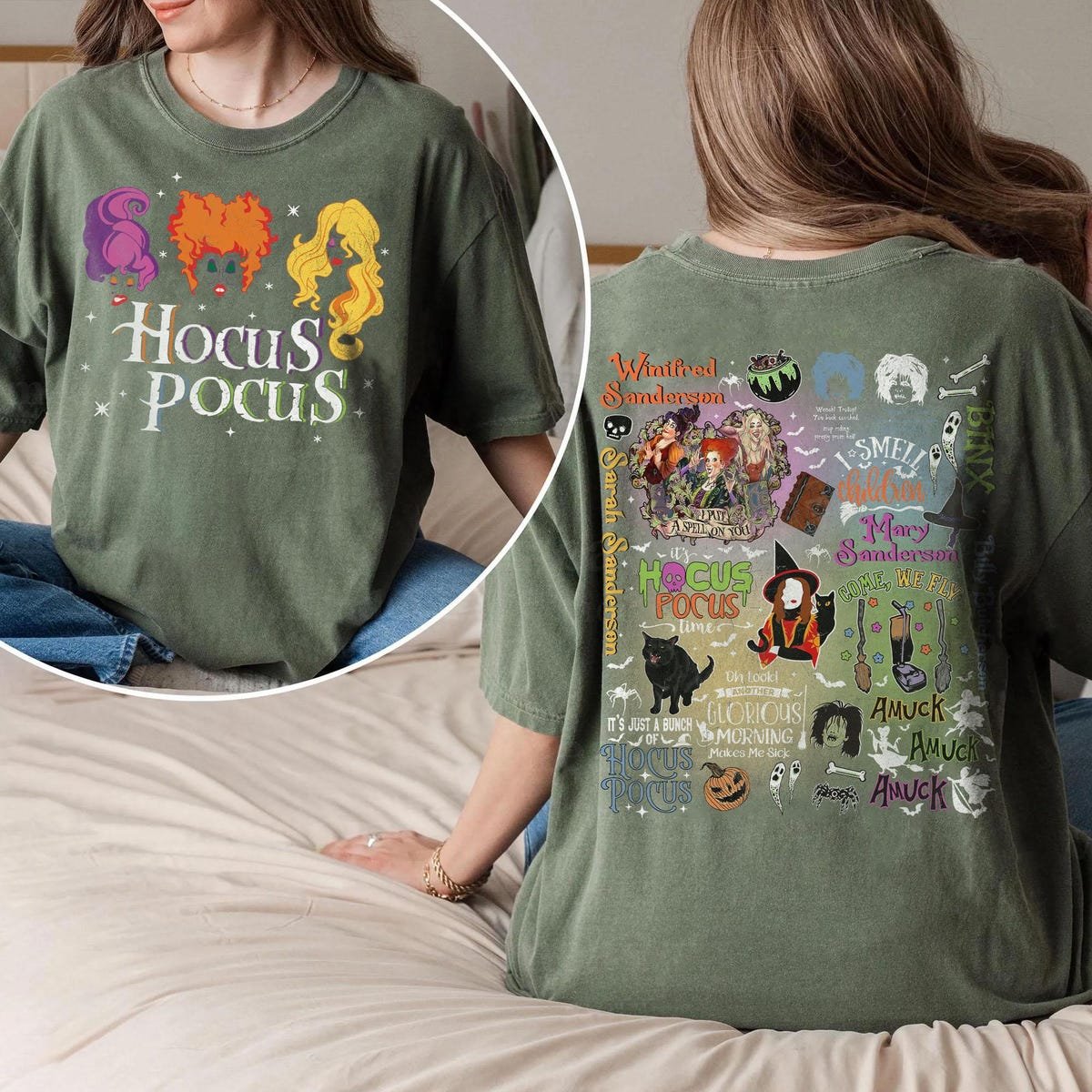 It's Just A Bunch Of Hocus Pocus Comfort Colors Shirt Sanderson Sisters Halloween