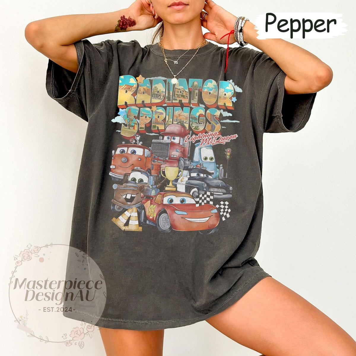 Radiator Springs Pixar Cars Shirt Lightning McQueen Disney Family Tee