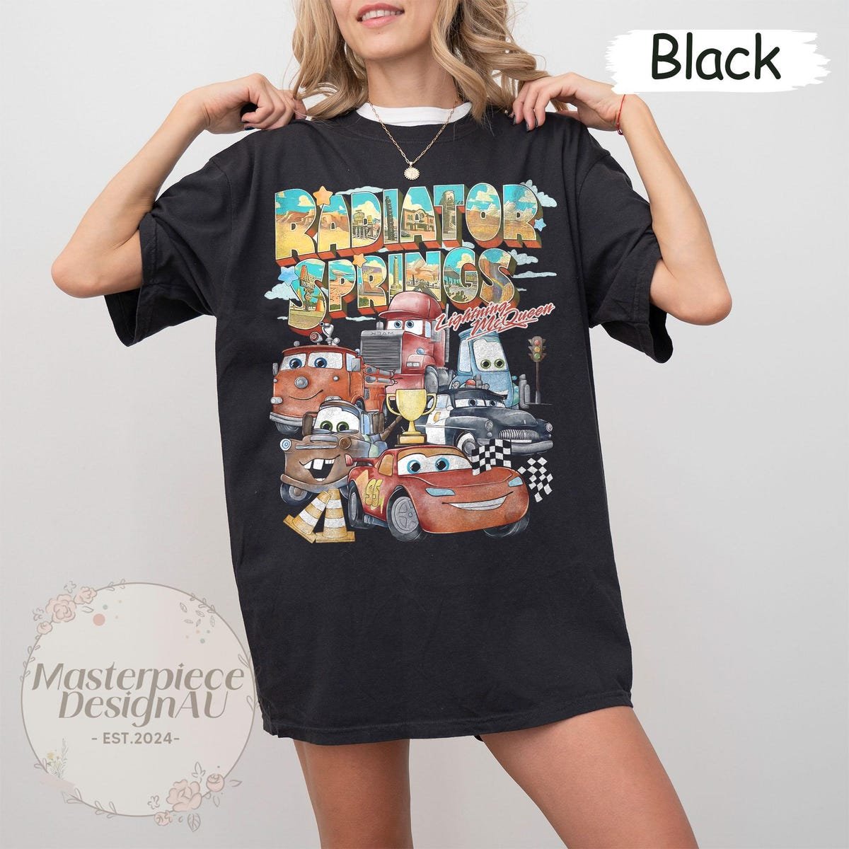 Radiator Springs Pixar Cars Shirt Lightning McQueen Disney Family Tee