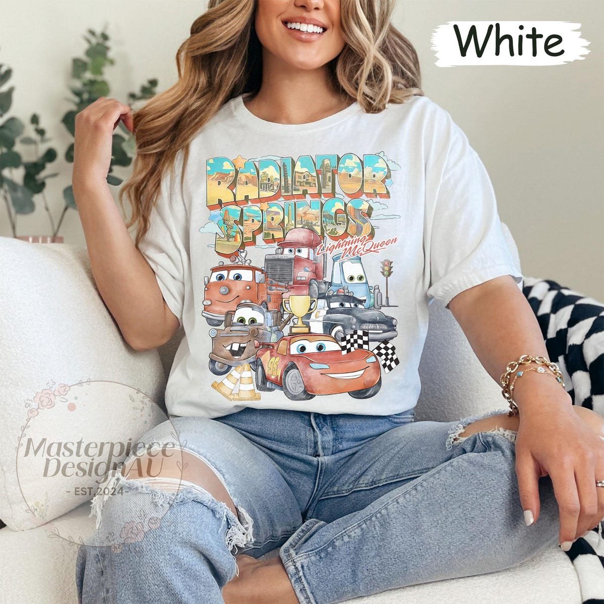 Radiator Springs Pixar Cars Shirt Lightning McQueen Disney Family Tee