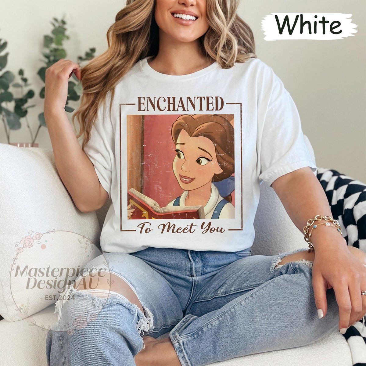 Retro Enchanted To Meet You Shirt Belle Princess Inspired Disney Girls Trip 2025 Tee