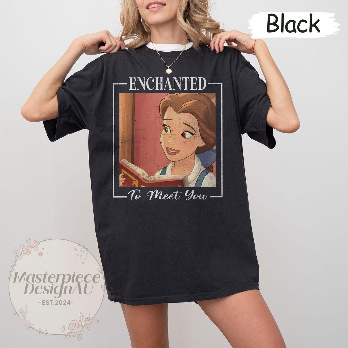 Retro Enchanted To Meet You Shirt Belle Princess Inspired Disney Girls Trip 2025 Tee