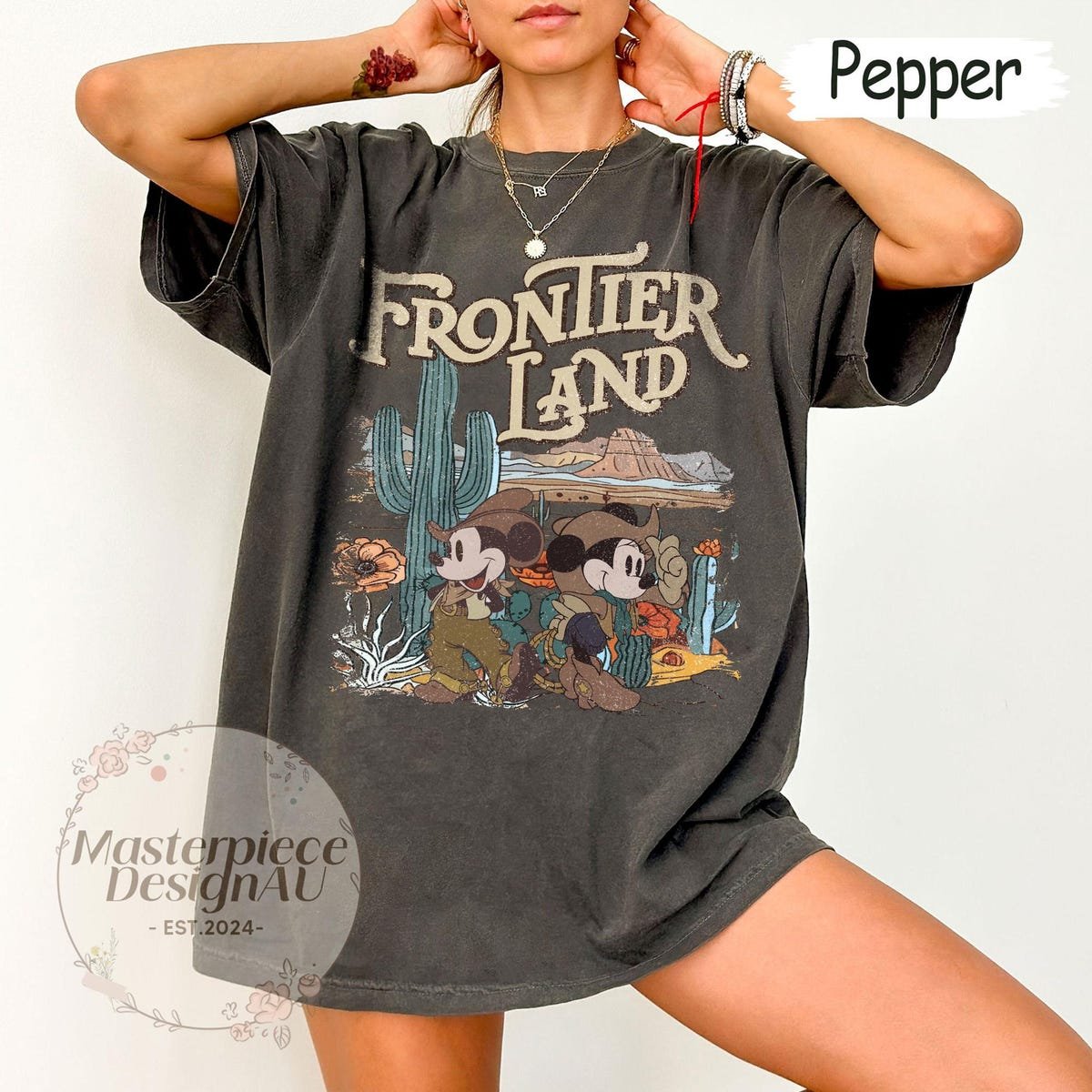 Retro Frontierland Disney Shirt Mickey Cowboy Minnie Cowgirl Tee