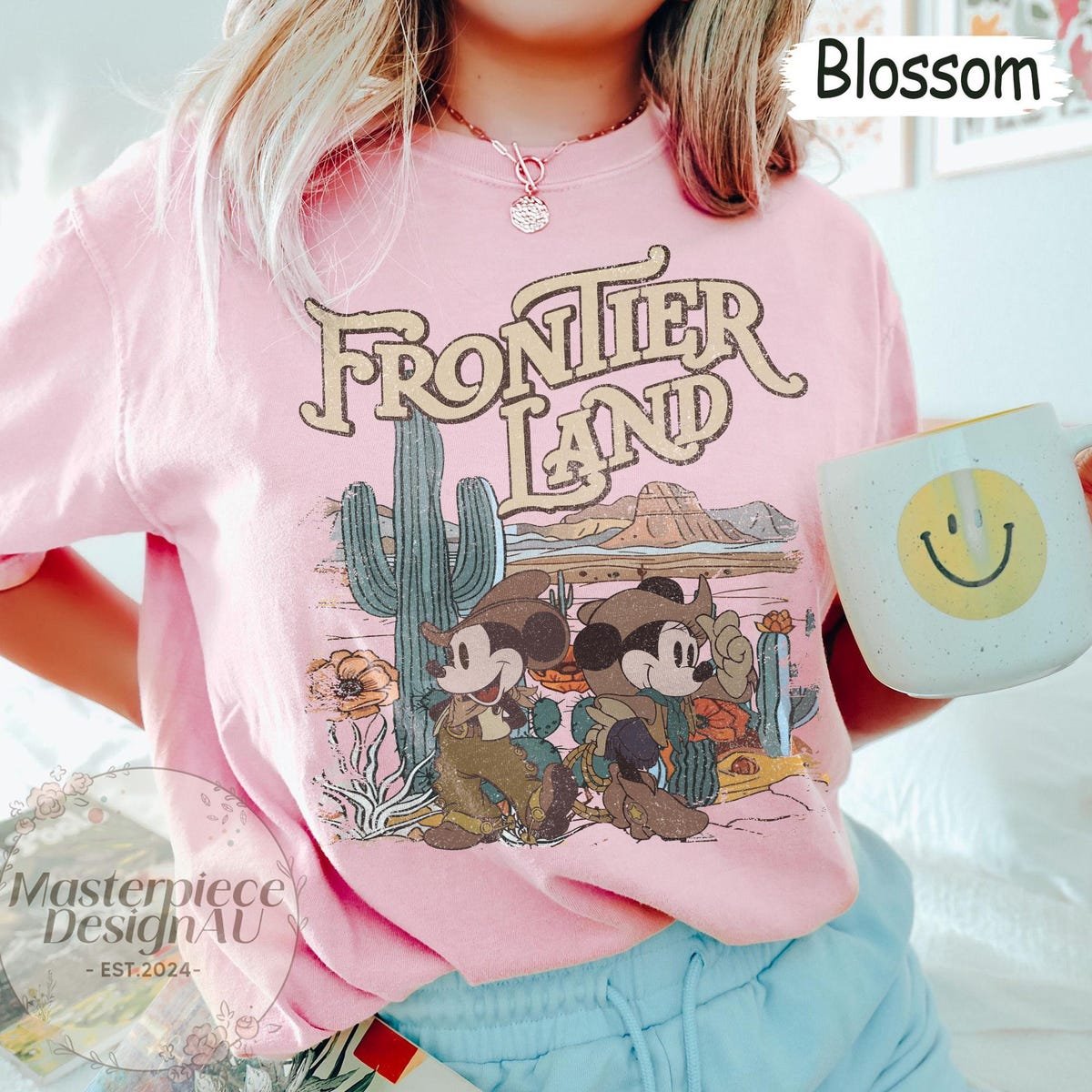 Retro Frontierland Disney Shirt Mickey Cowboy Minnie Cowgirl Tee