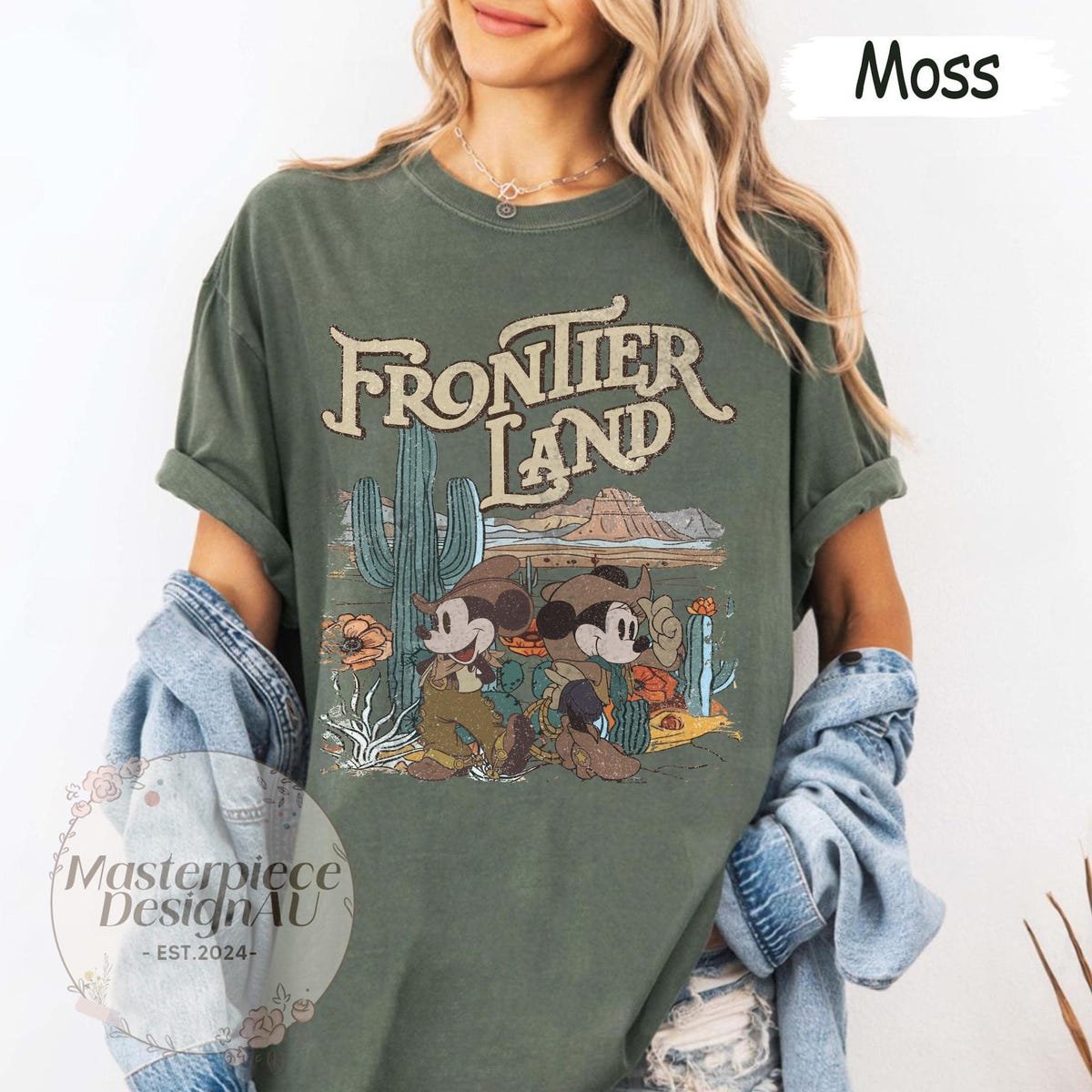 Retro Frontierland Disney Shirt Mickey Cowboy Minnie Cowgirl Tee