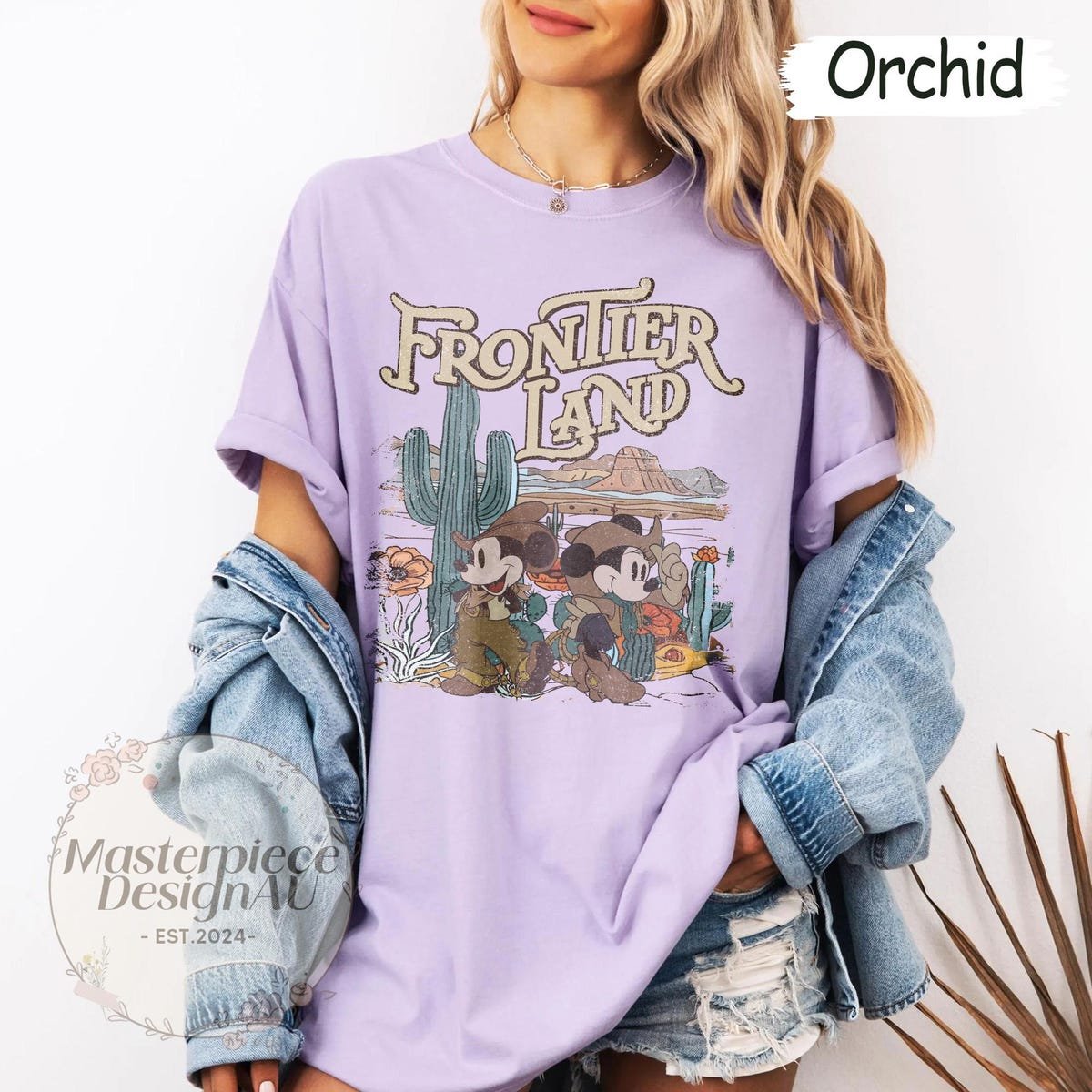 Retro Frontierland Disney Shirt Mickey Cowboy Minnie Cowgirl Tee