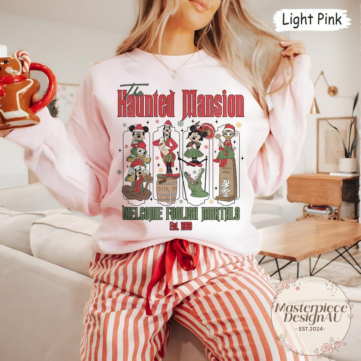 Retro Haunted Mansion Christmas Shirt Disney Mickey Friends Tee