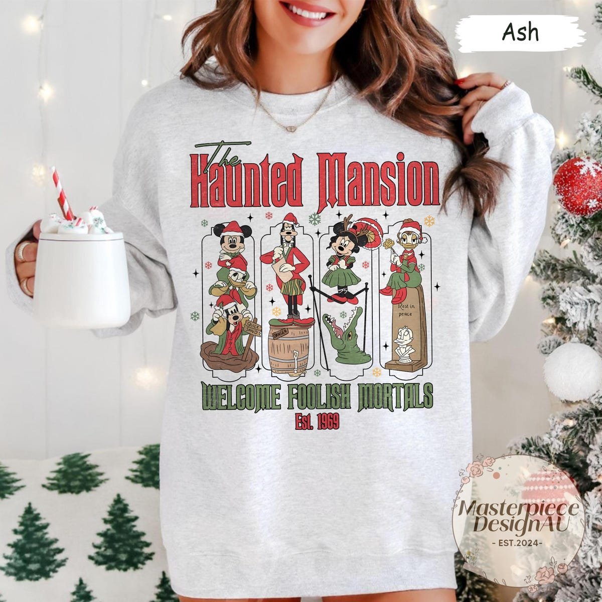 Retro Haunted Mansion Christmas Shirt Disney Mickey Friends Tee