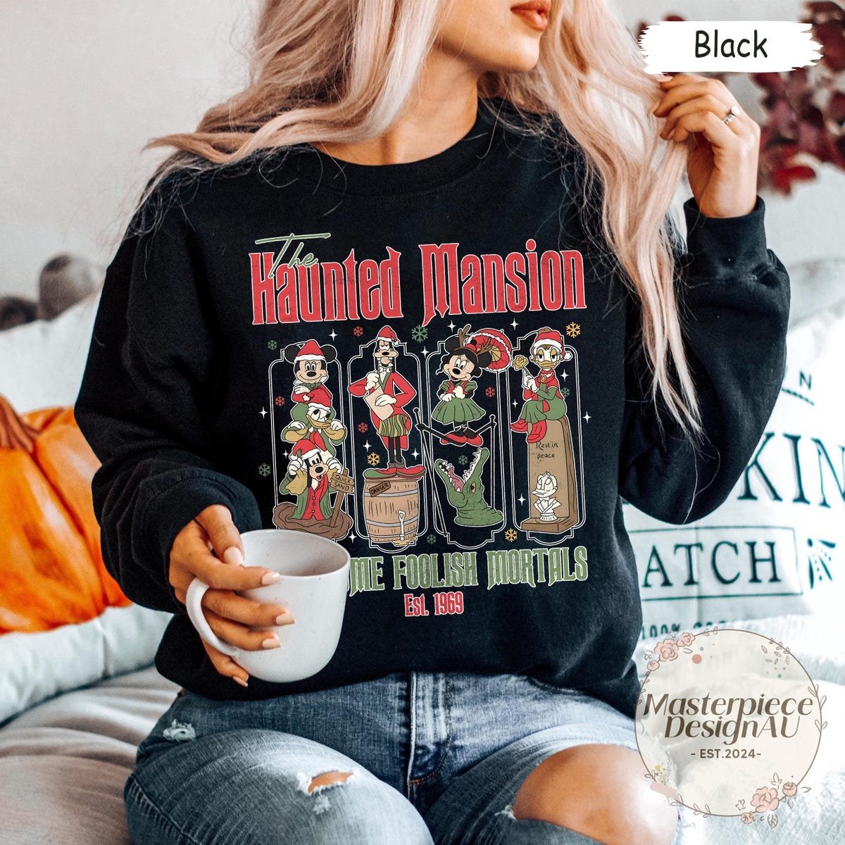 Retro Haunted Mansion Christmas Shirt Disney Mickey Friends Tee