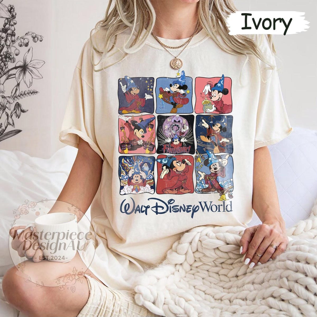 Retro Sorcerer Mickey Shirt Disney Fantasia Magical Castle Tee