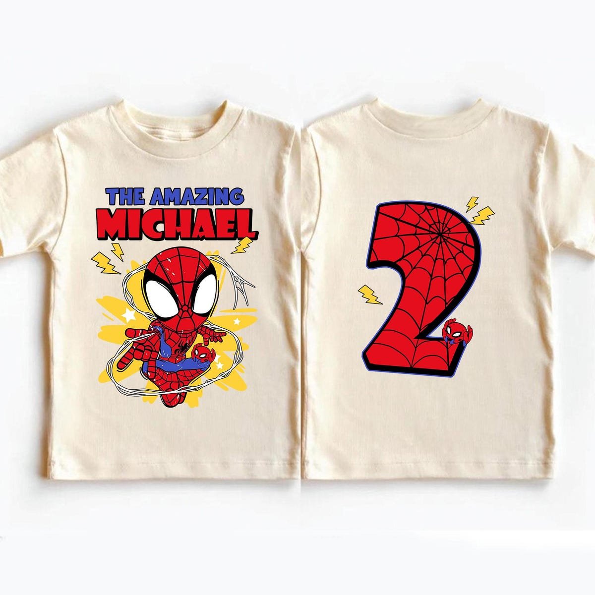 Spiderman Birthday Shirt for Boys - Personalized Spider Web Tee with Name