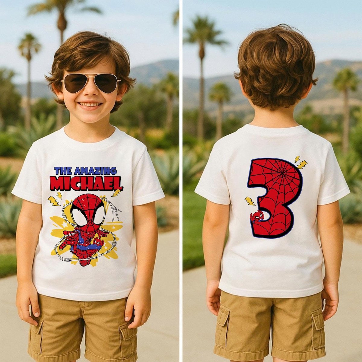 Spiderman Birthday Shirt for Boys - Personalized Spider Web Tee with Name