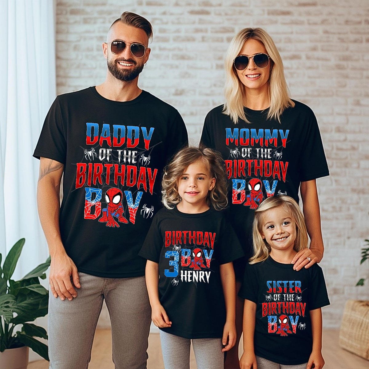 Spiderman Birthday Shirt for Kids and Family Matching Tee