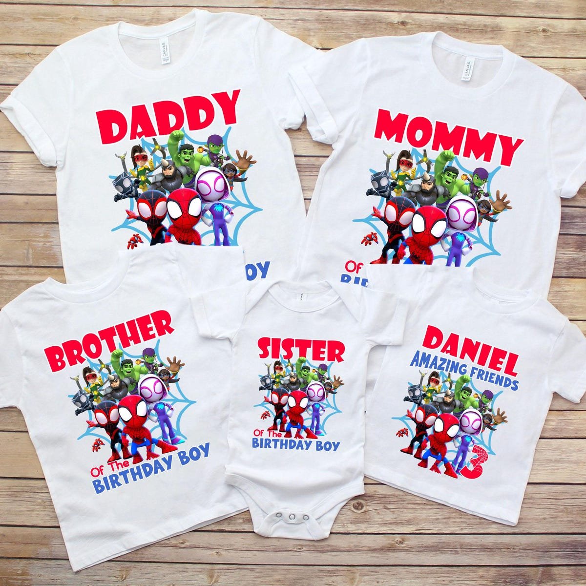 Spidey Birthday Shirt Custom Name Age Toddler Superhero Tee Boys Gift