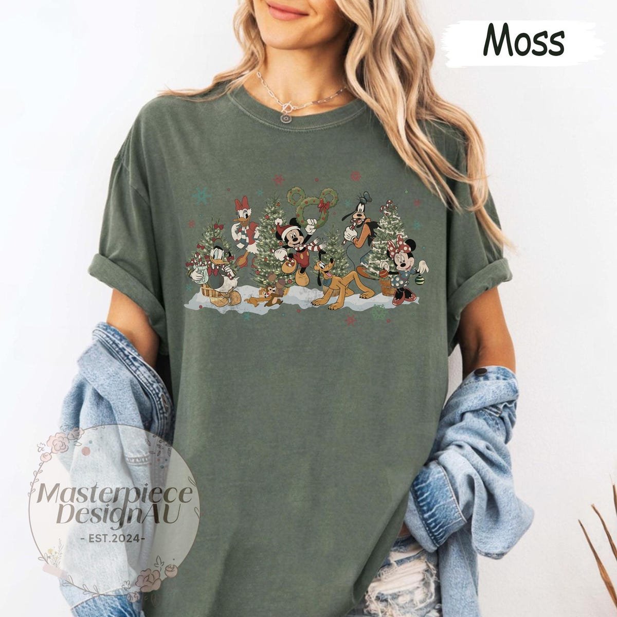 Vintage Disney Christmas Shirt Mickey Friends Retro Holiday Tee